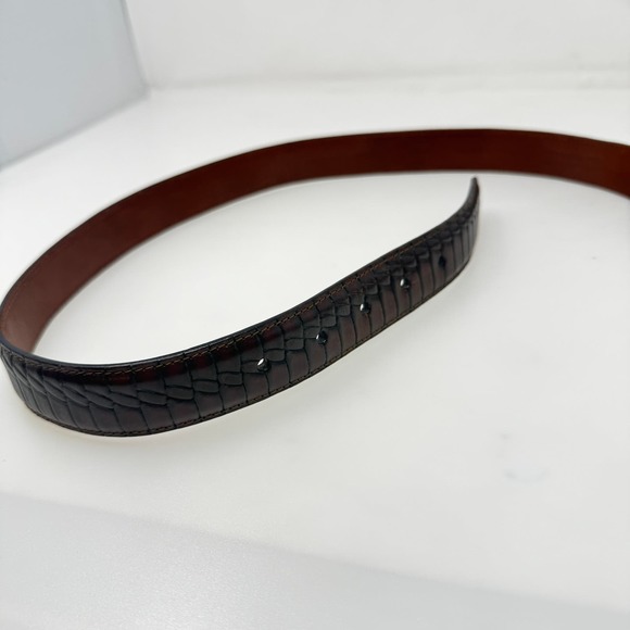 Joseph Abboud Brown Embossed Leather Belt Made in Italy Size 34 - Picture 4 of 10